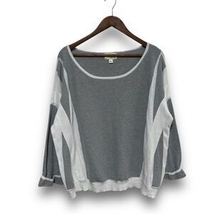 The Korner Women's Open Wide Neck‎ Boxy Fit Sweatshirt Gray Size XL 26 x 25